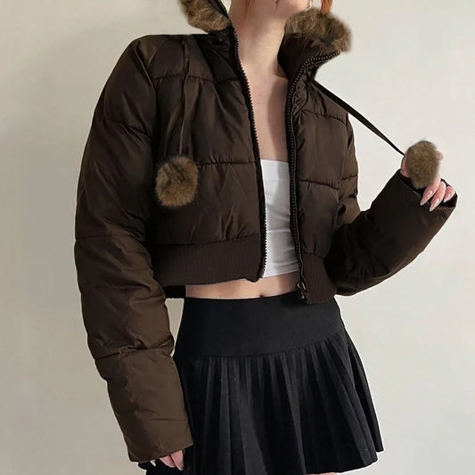 Fur Collar Hooded Coat