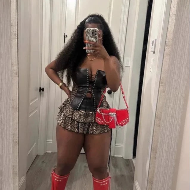 PU Leather Skirt Set