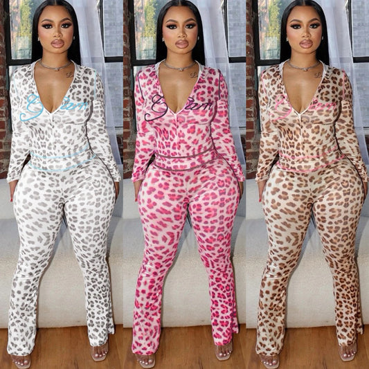 Leopard Print Hoodie Set